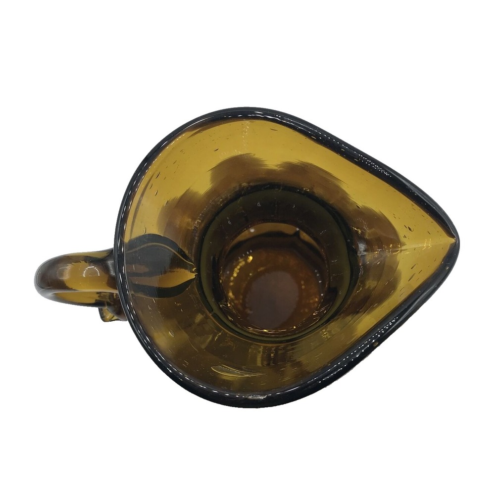 Amber GLASS  Hand Blown‎ Glass Pitcher - Picture 5 of 15